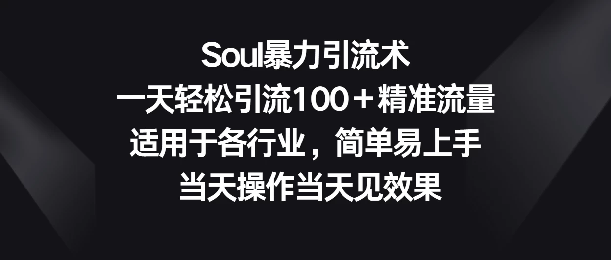 Soul暴力引流术/一天轻松引流100+精准流量