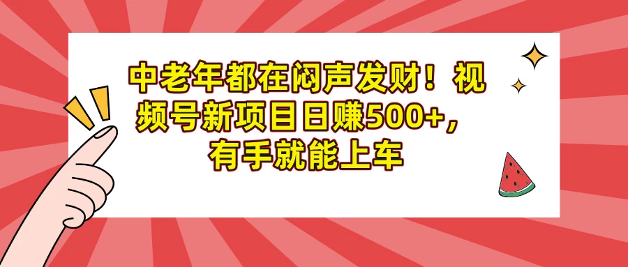 中老年都在闷声发财！视频号新项目日赚500+，有手就能上车 第1张