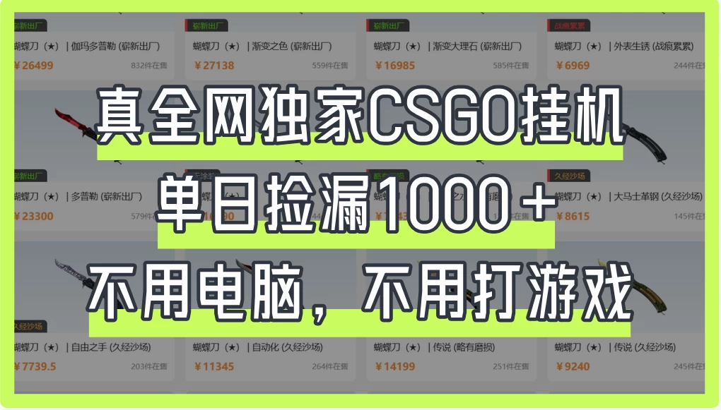 真全网独家CSGO挂机，单日捡漏1000+，不用电脑，不用养号