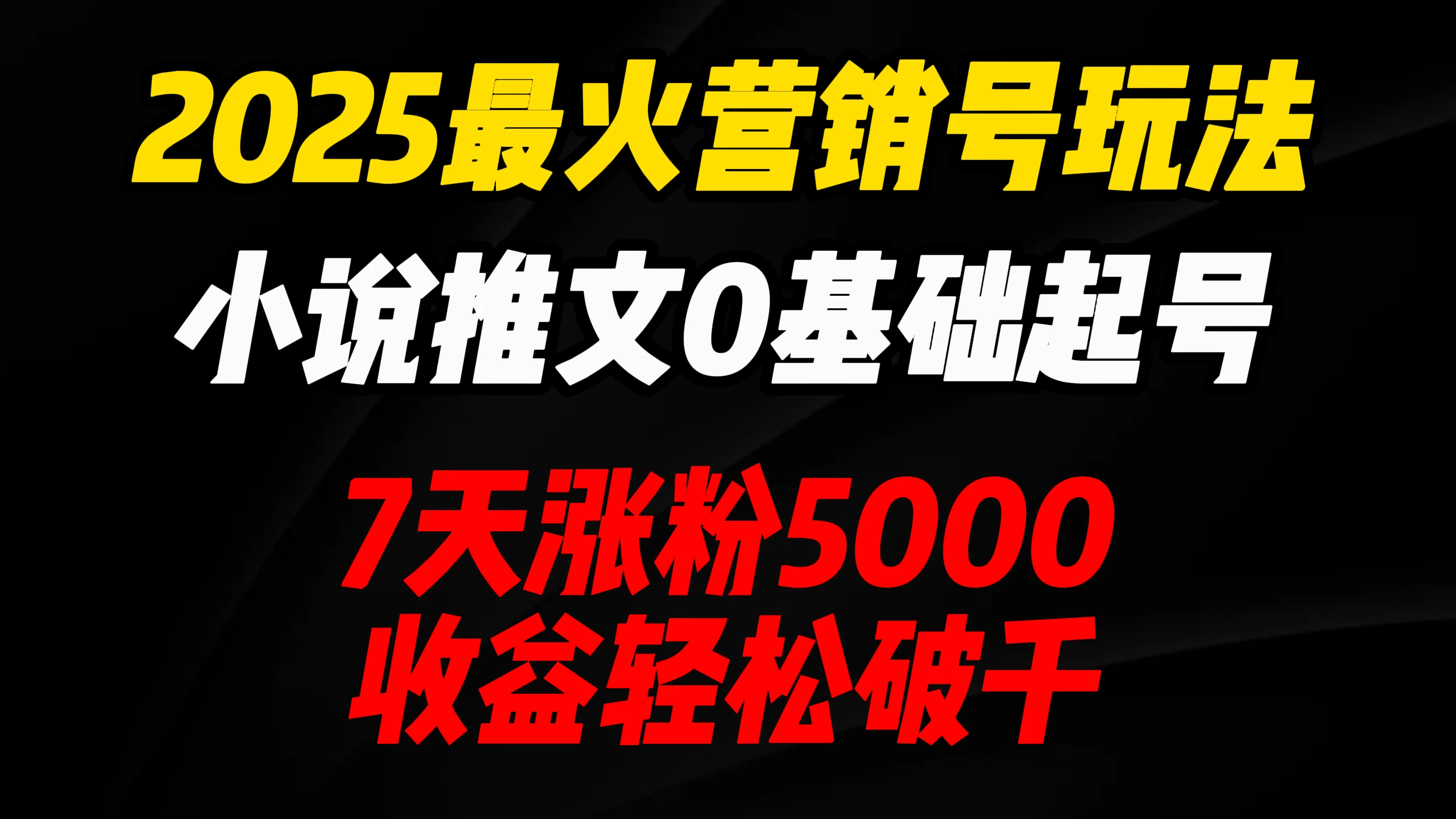 2025最火营销号玩法：小说推文0基础起号，7天涨粉5000，收益轻松破千！ 第1张