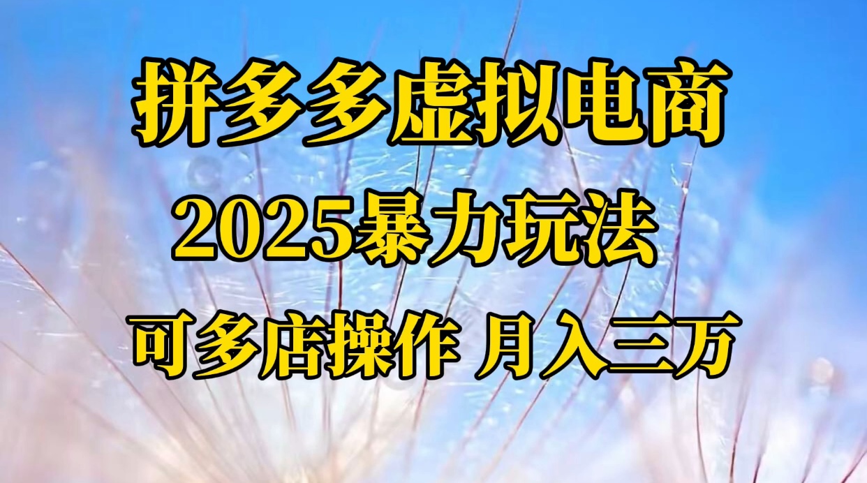 2025暴力玩法拼多多虚拟电商,可多店操作 月入30000+ 第1张 2025暴力玩法拼多多虚拟电商,可多店操作 月入30000+ 第1张